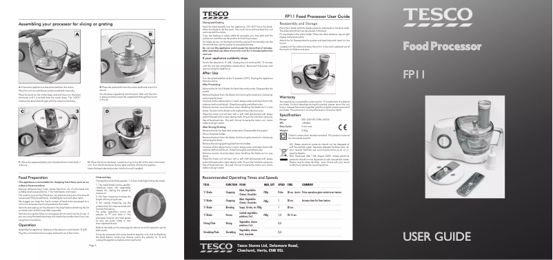 Image de la première page du manuel de l'appareil FP11