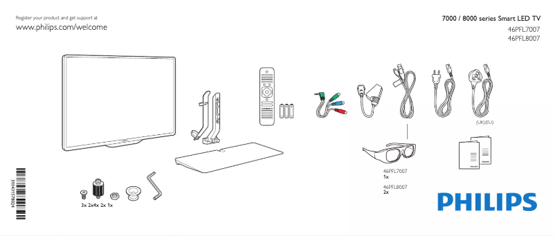 Page 1 de la notice Guide de démarrage rapide Philips 46PFL8007K