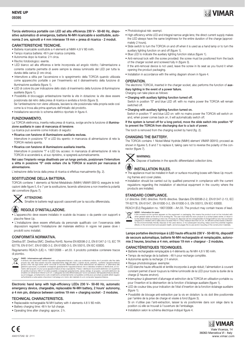 Page n°1 - Manuel utilisateur Vimar 09395