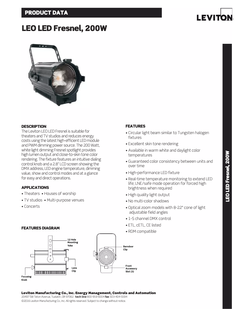 Page 1 de la notice Manuel utilisateur Leviton Leo LFD32-50B