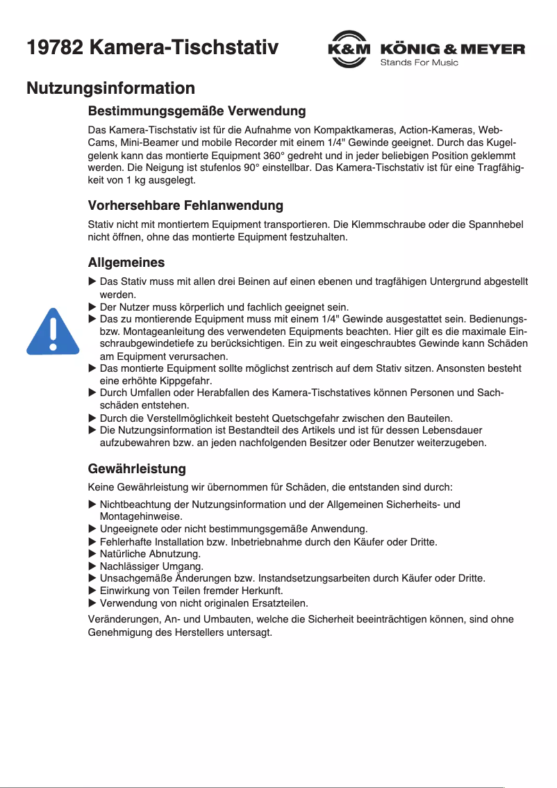 Page 1 de la notice Manuel utilisateur Konig & Meyer 19782