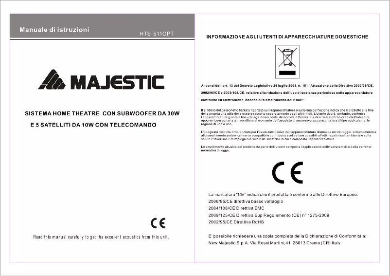 Image de la première page du manuel de l'appareil HTS 511OPT