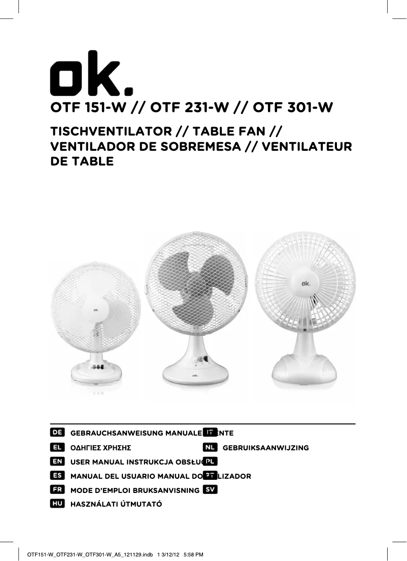 Page 1 de la notice Manuel utilisateur OK OTF 231-W