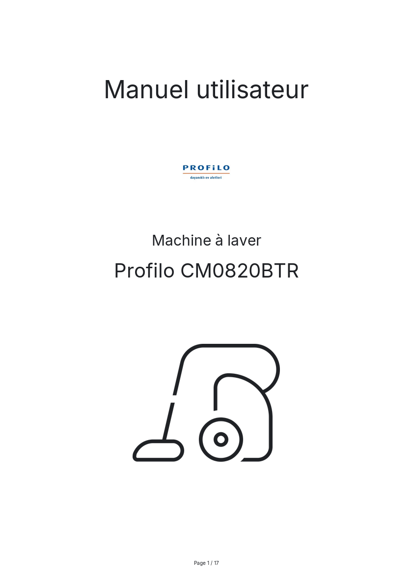 Page n°1 - Manuel utilisateur Profilo CM0820BTR
