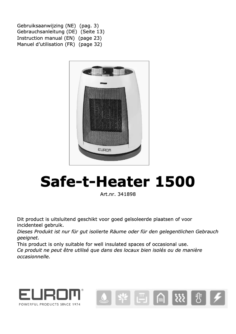 Image de la première page du manuel de l'appareil Safe-t-Heater 1500