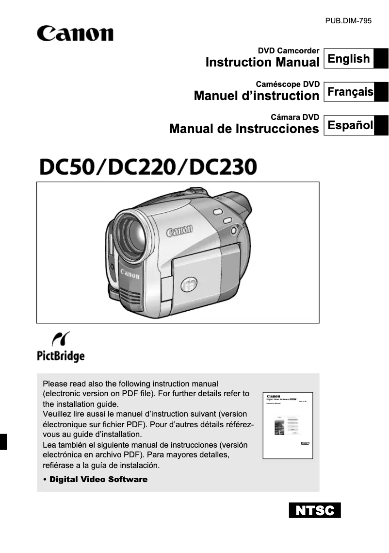 Page 1 de la notice Manuel utilisateur Canon DC220