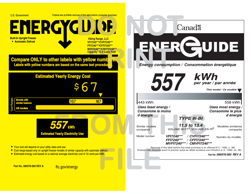 Page 1 de la notice Mode d'emploi Viking FFI7240WR