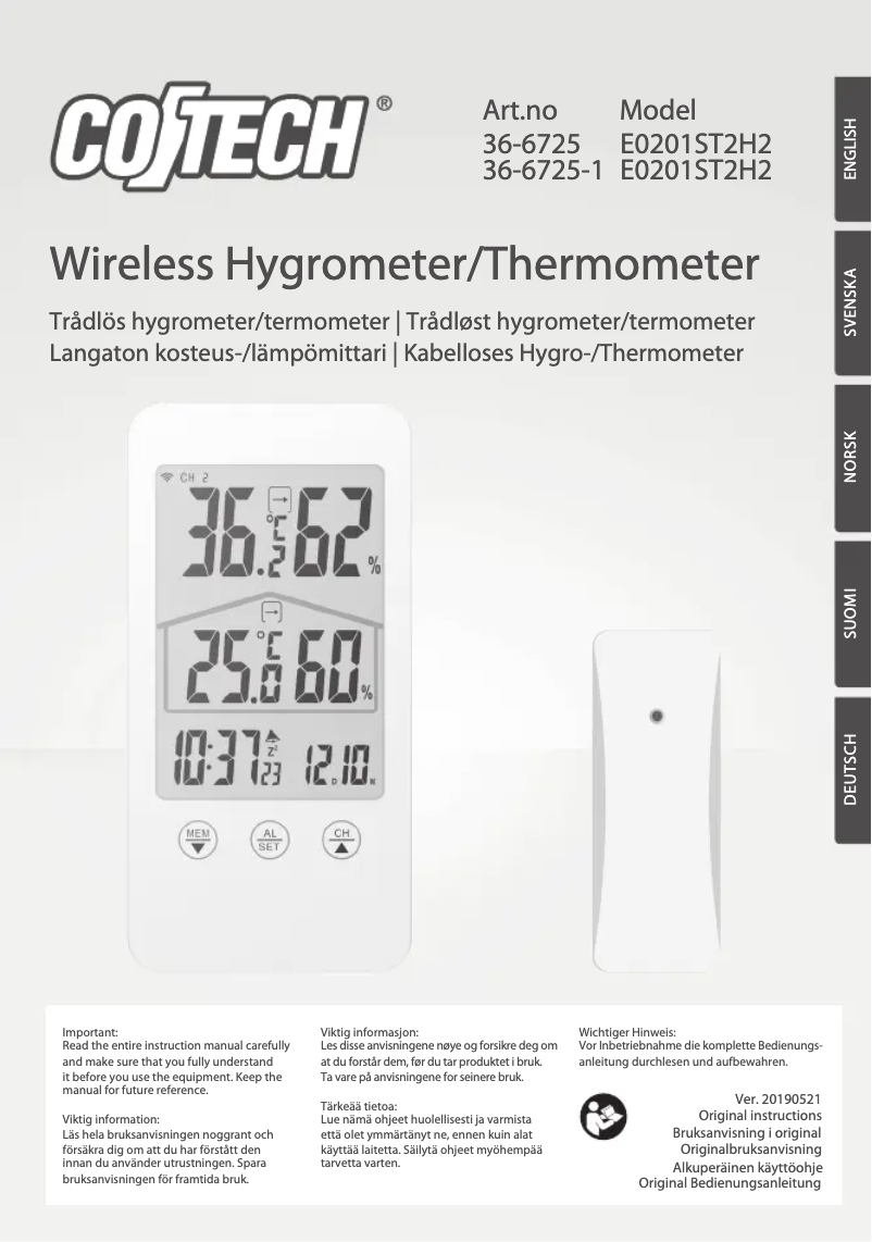 Image de la première page du manuel de l'appareil E0201ST2H2