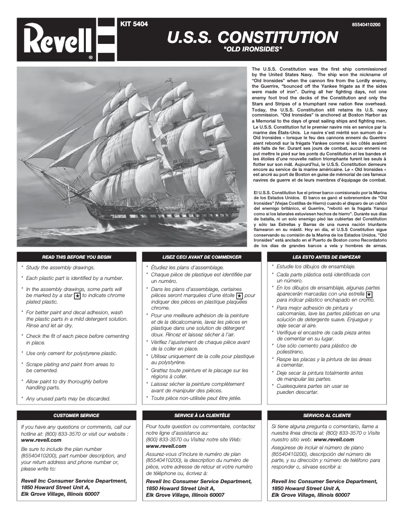Page n°1 - Manuel utilisateur Revell U.S.S. Constitution
