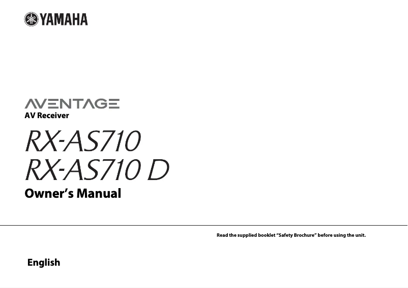 Image de la première page du manuel de l'appareil RX-AS710