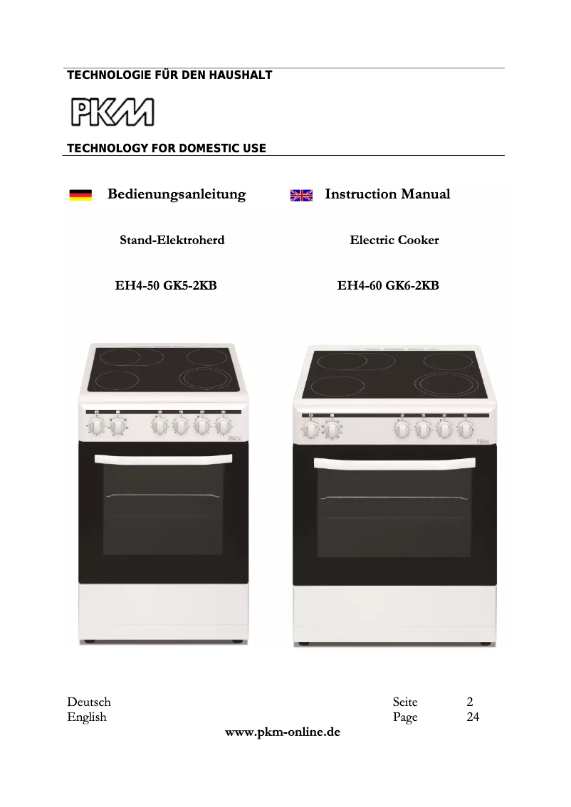 Page 1 de la notice Manuel utilisateur PKM EH4-60 GK6-2KB
