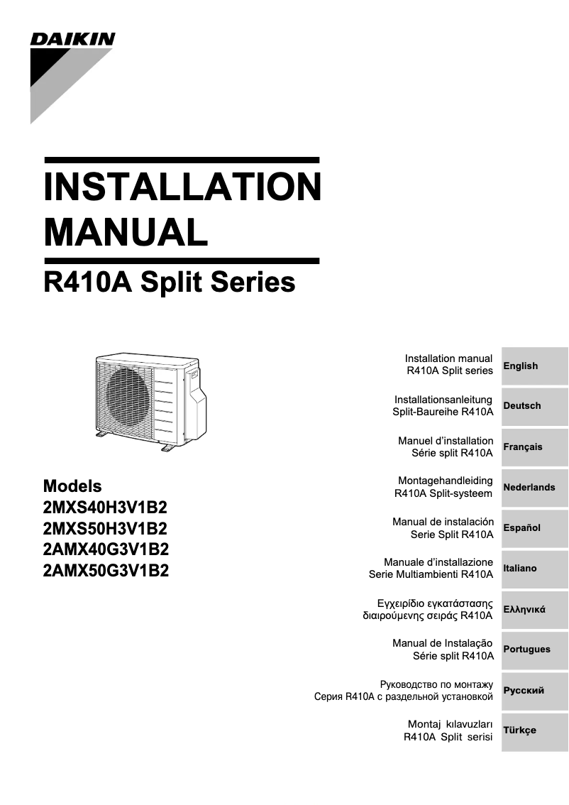 Page 1 de la notice Manuel utilisateur Daikin 2MXS50H3V1B
