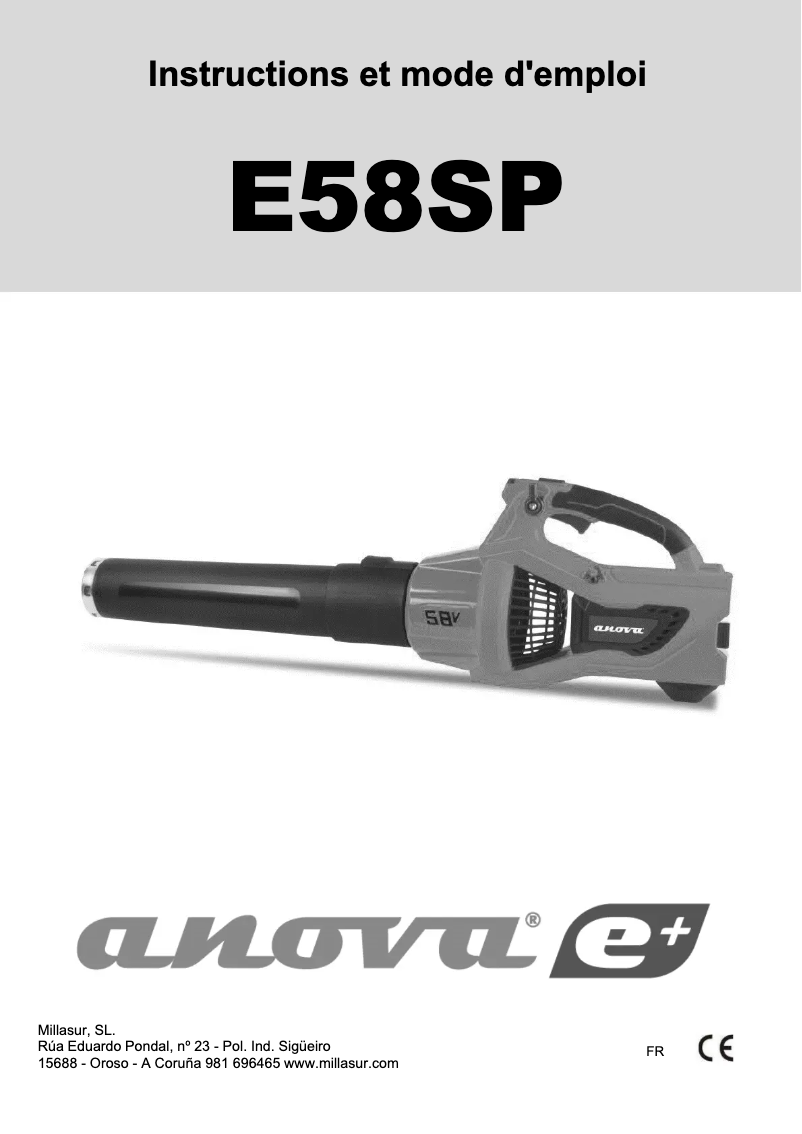 Image de la première page du manuel de l'appareil E58SP