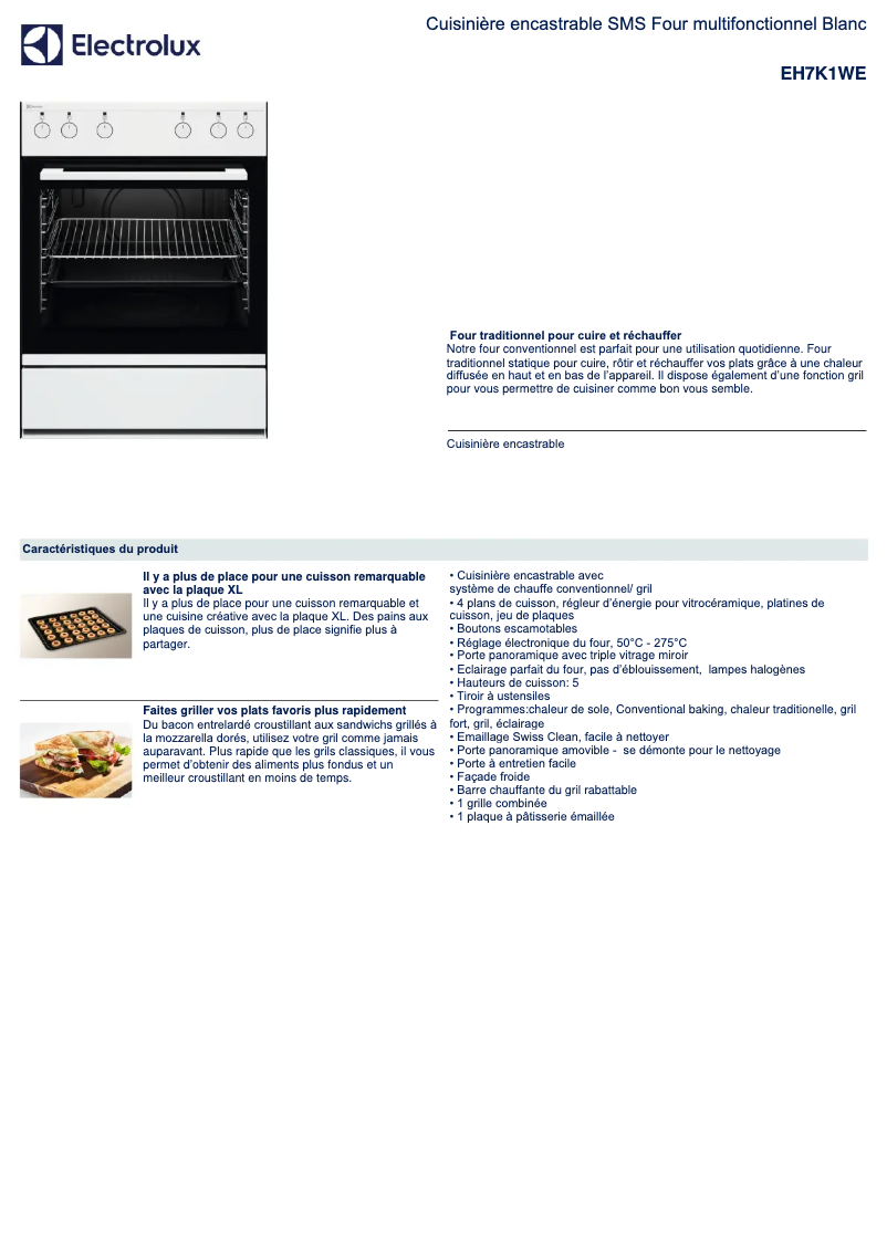 Page n°1 - Fiche technique Electrolux EH7K1WE