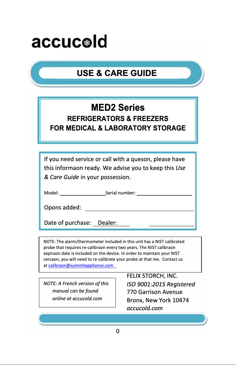 Page 1 de la notice Guide d'installation Summit Accucold FF511LBIMED2