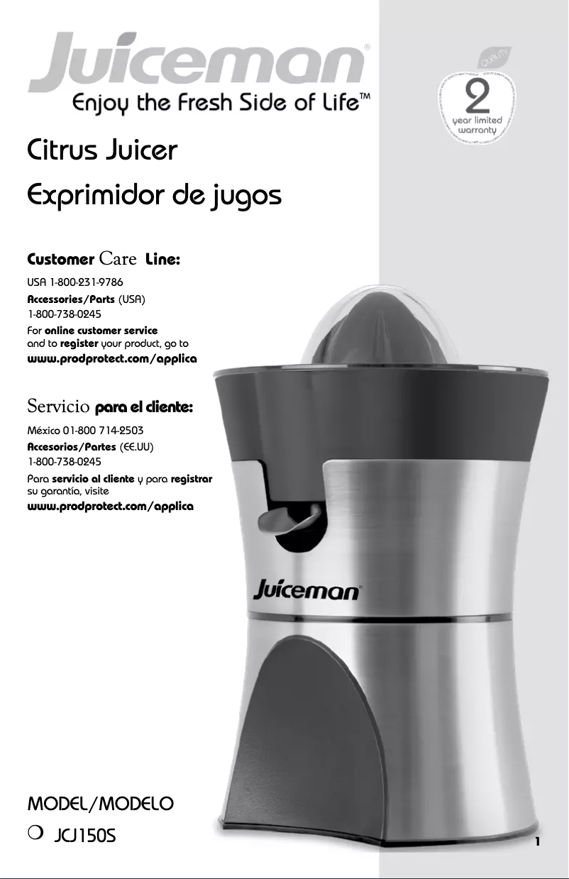 Page n°1 - Manuel utilisateur Juiceman JCJ150S