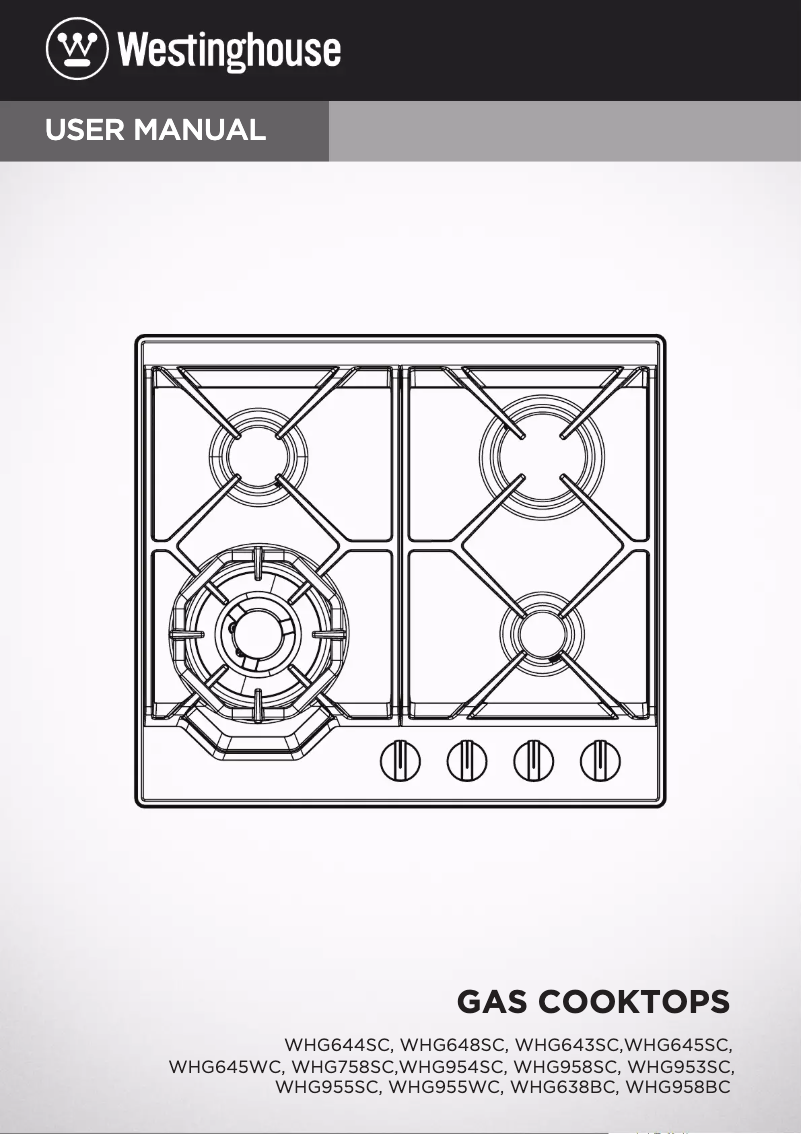 Page n°1 - Manuel utilisateur Westinghouse WHG958BC