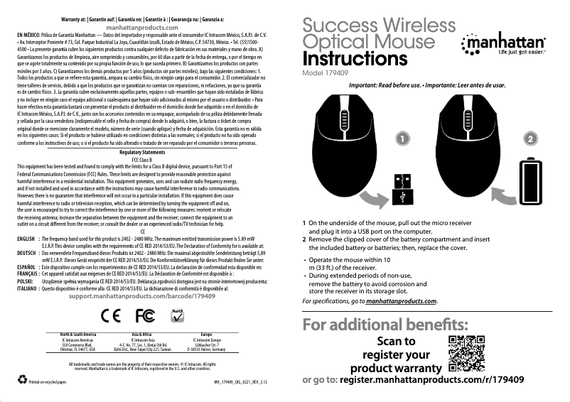 Page n°1 - Manuel utilisateur Manhattan 179409