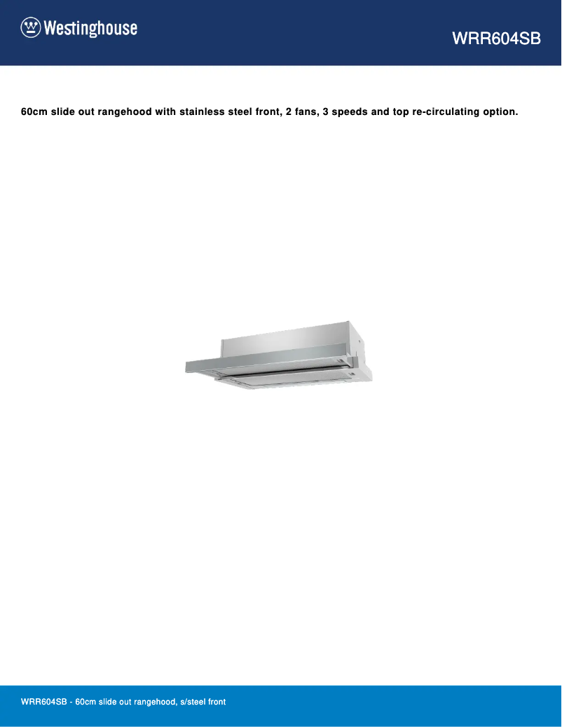 Page n°1 - Fiche technique Westinghouse WRR604SB