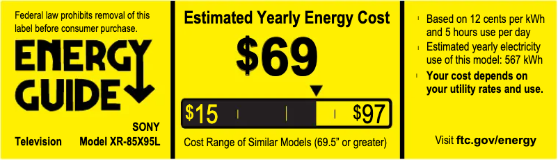 Página 1 del manual Etiqueta energética Sony XR-85X95L