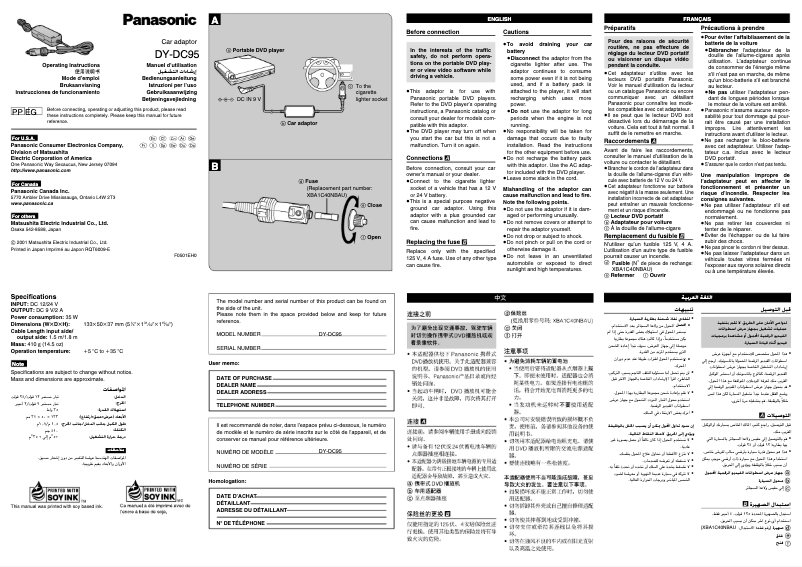 Página 1 del manual Manual de usuario Panasonic DY-DC95