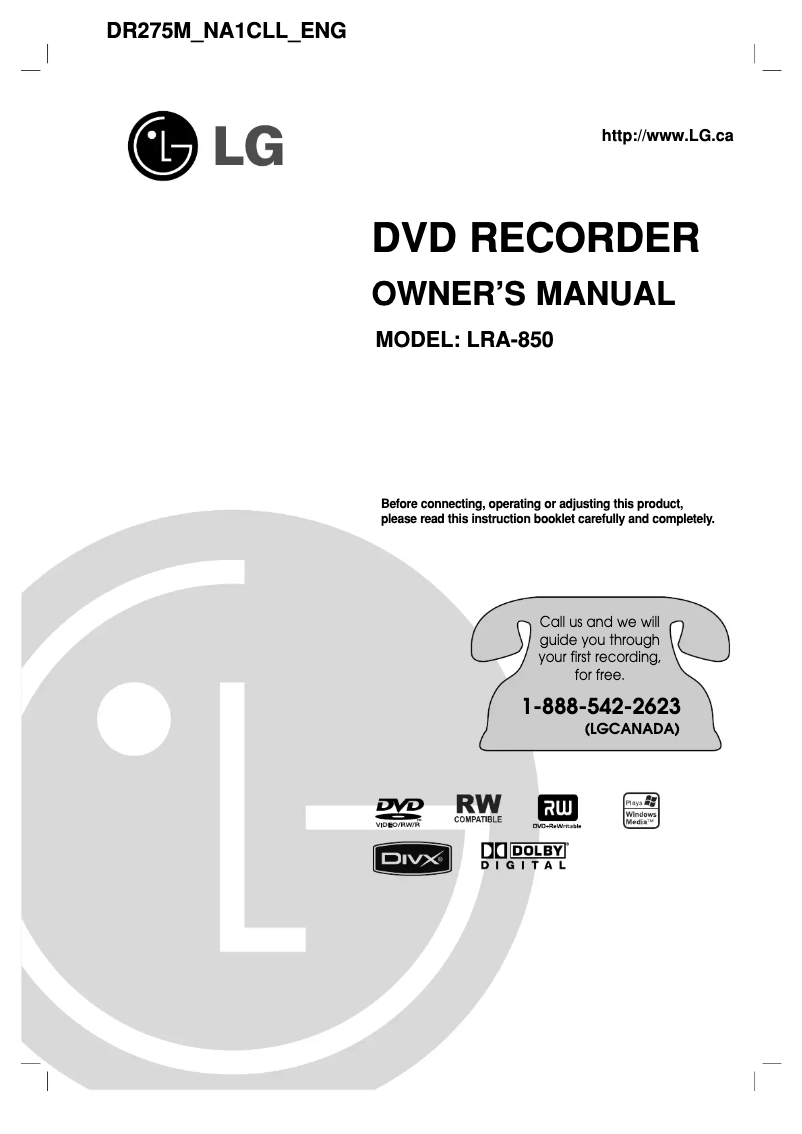 Page 1 de la notice Manuel utilisateur LG LRA-850