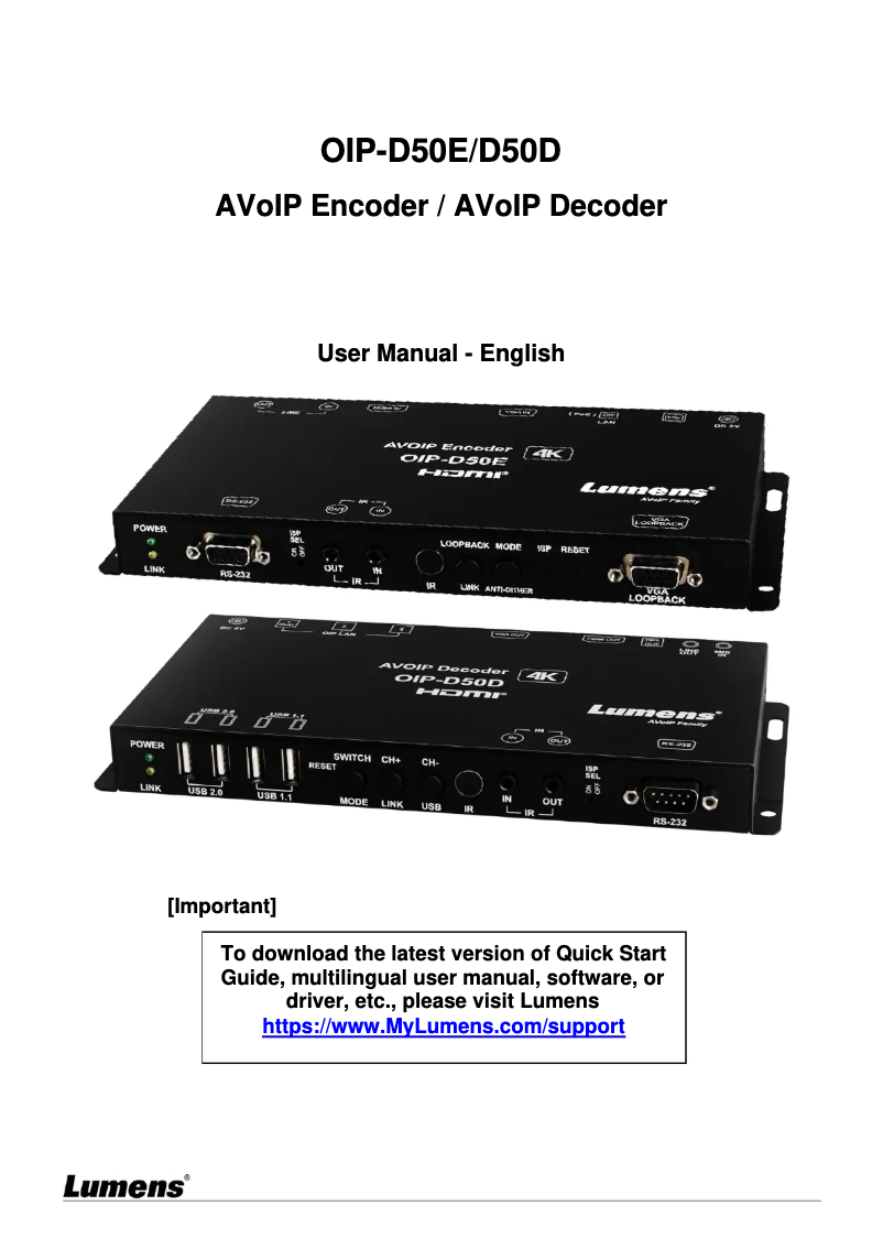 Image de la première page du manuel de l'appareil OIP-D50D