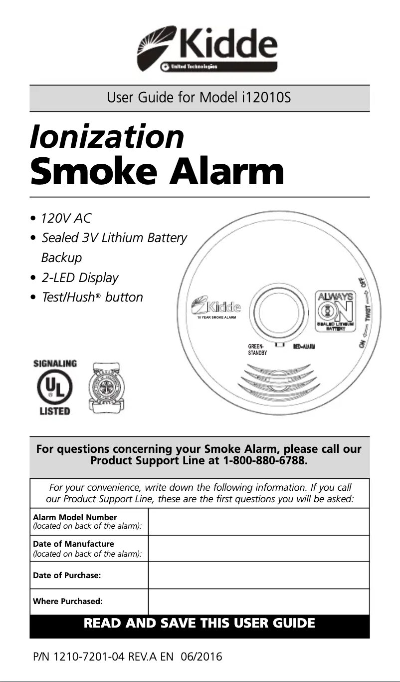Page 1 de la notice Manuel utilisateur Kidde i2010S