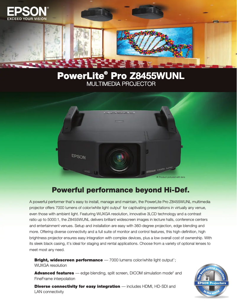 Image de la première page du manuel de l'appareil PowerLite Pro Z8455WUNL