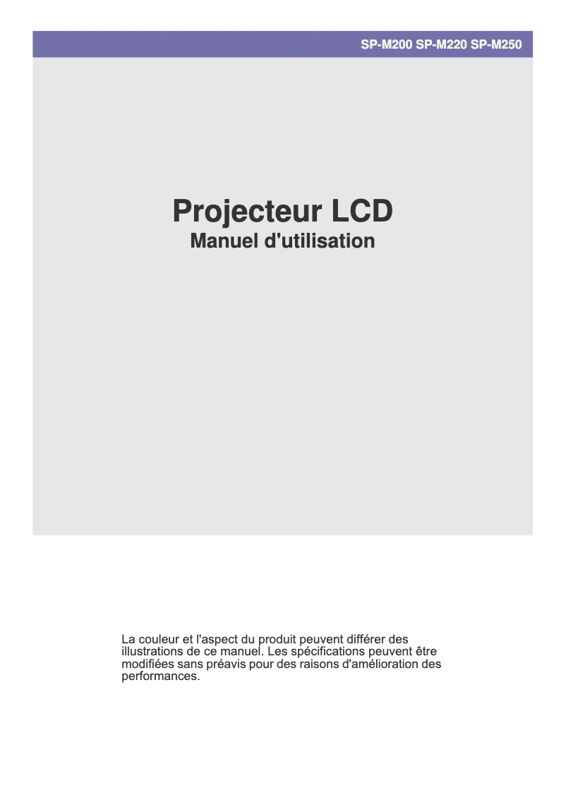 Page n°1 - Manuel utilisateur Samsung SP-M200