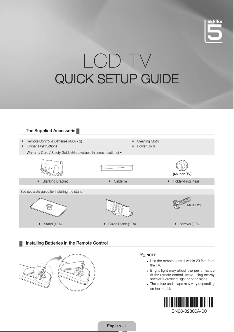 Page 1 de la notice Manuel utilisateur Samsung LE40C570J1S