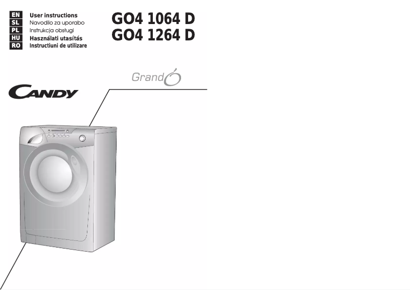 Page n°1 - Manuel utilisateur Candy GO4 1262D/1-07S