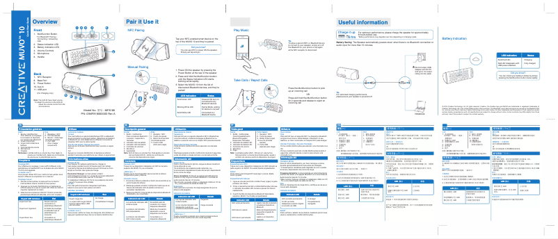Page n°1 - Manuel utilisateur Creative MUVO 10