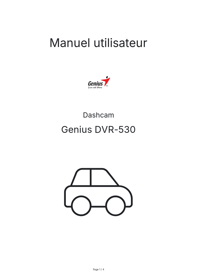 Page n°1 - Manuel utilisateur Genius DVR-530