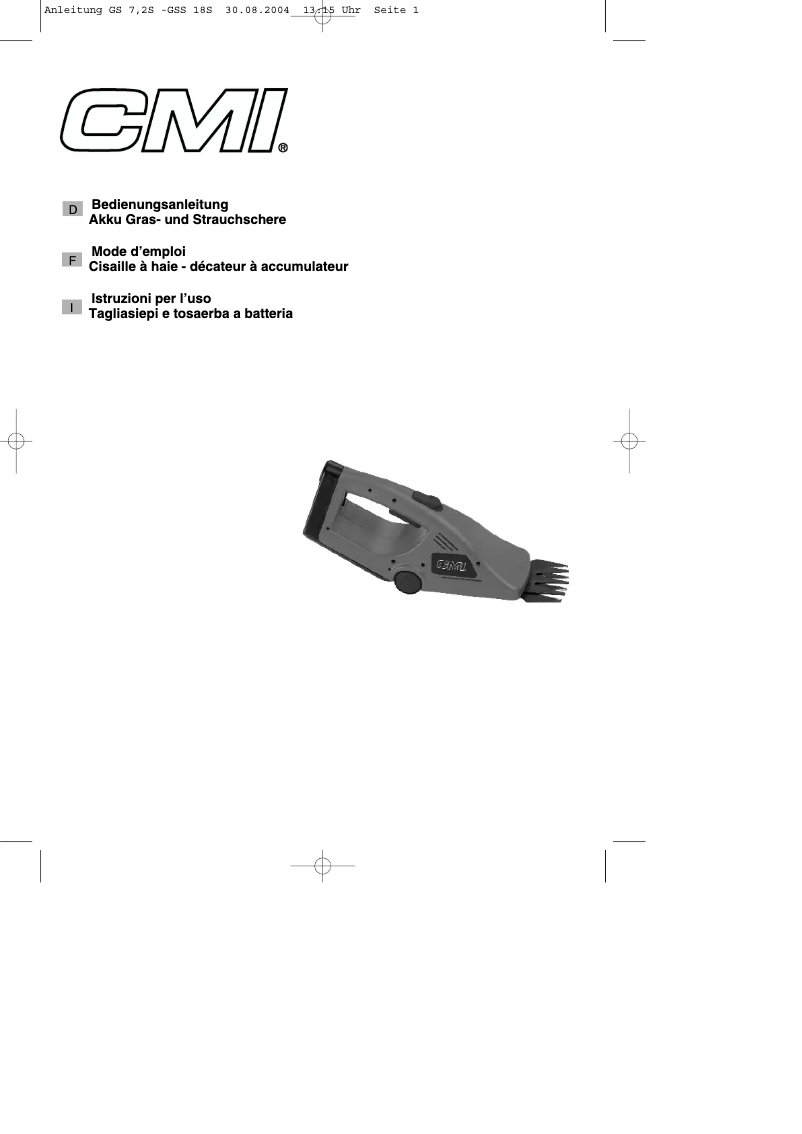Page 1 de la notice Manuel utilisateur CMI GSS 18 S