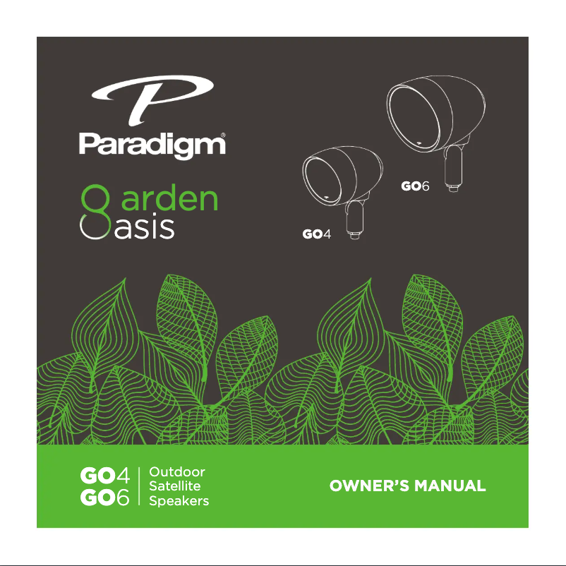 Page n°1 - Manuel utilisateur Paradigm GO10SW