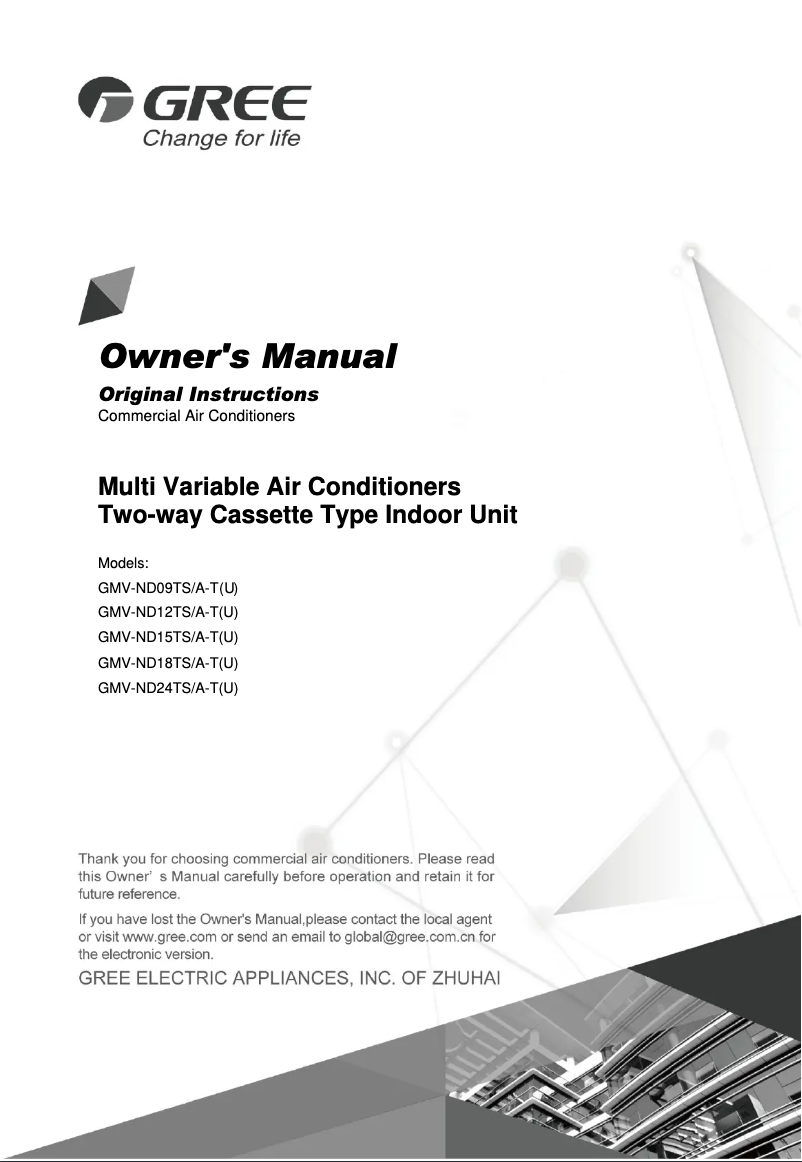 Imagen de la primera página del manual del dispositivo GMV-ND12TS/A-T(U)