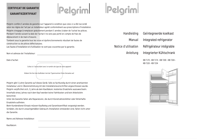 Page 1 de la notice Manuel utilisateur Pelgrim KK 7204 B