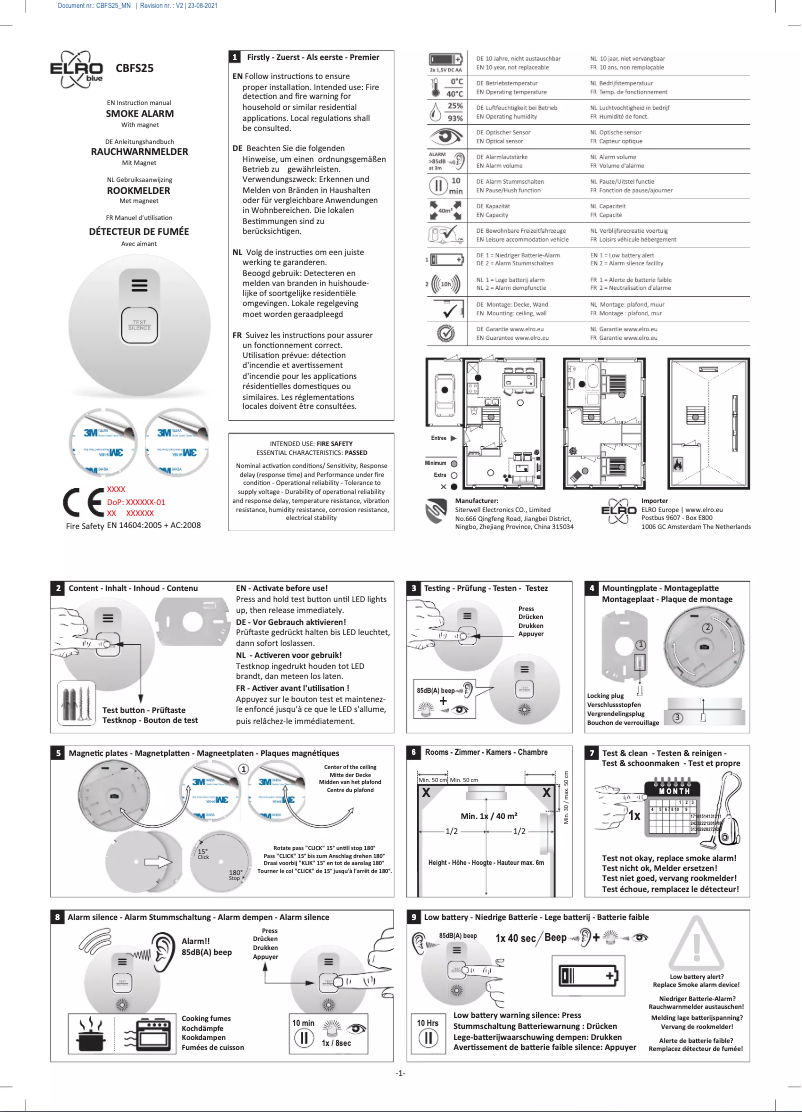 Page 1 de la notice Manuel utilisateur Elro CBFS25