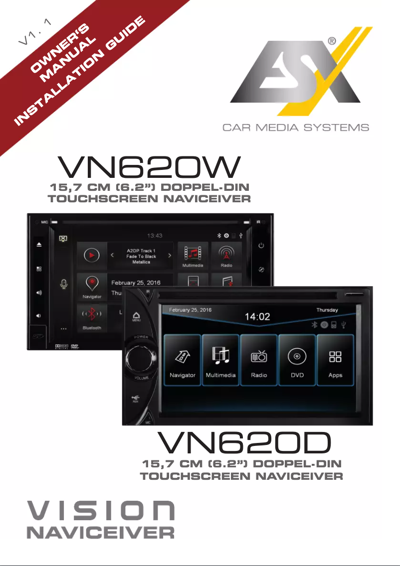 Page n°1 - Manuel utilisateur ESX VN620WS