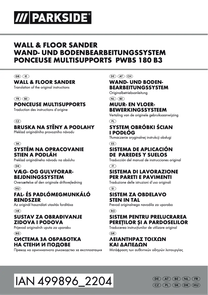 Página 1 del manual Manual de usuario Parkside PWBS 180 B3