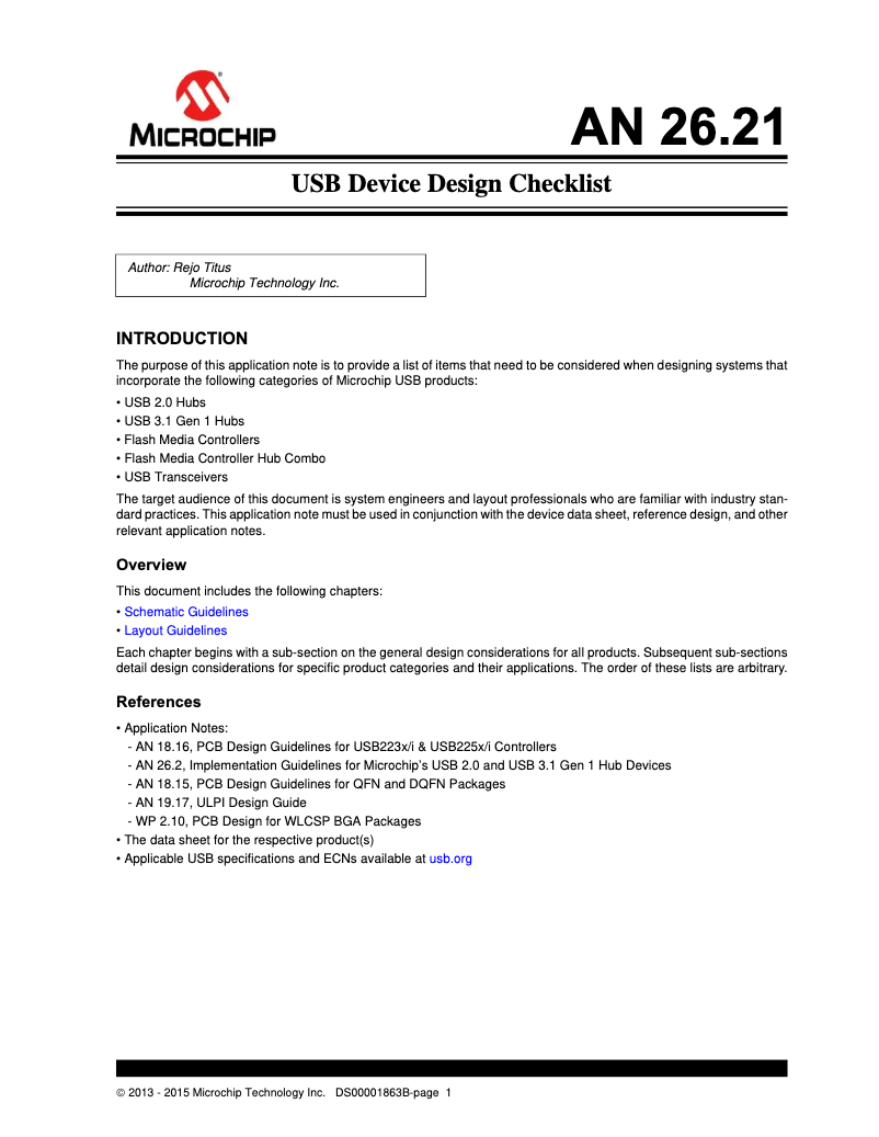 Page 1 de la notice Manuel utilisateur Microchip USB3331