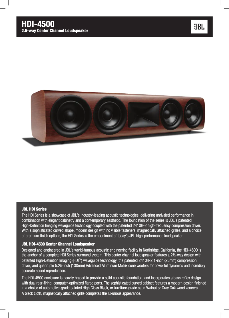 Page 1 de la notice Fiche technique JBL HDI-4500