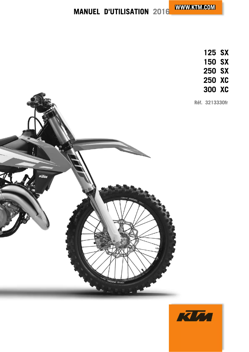 Page 1 de la notice Manuel utilisateur KTM 150 SX (2016)