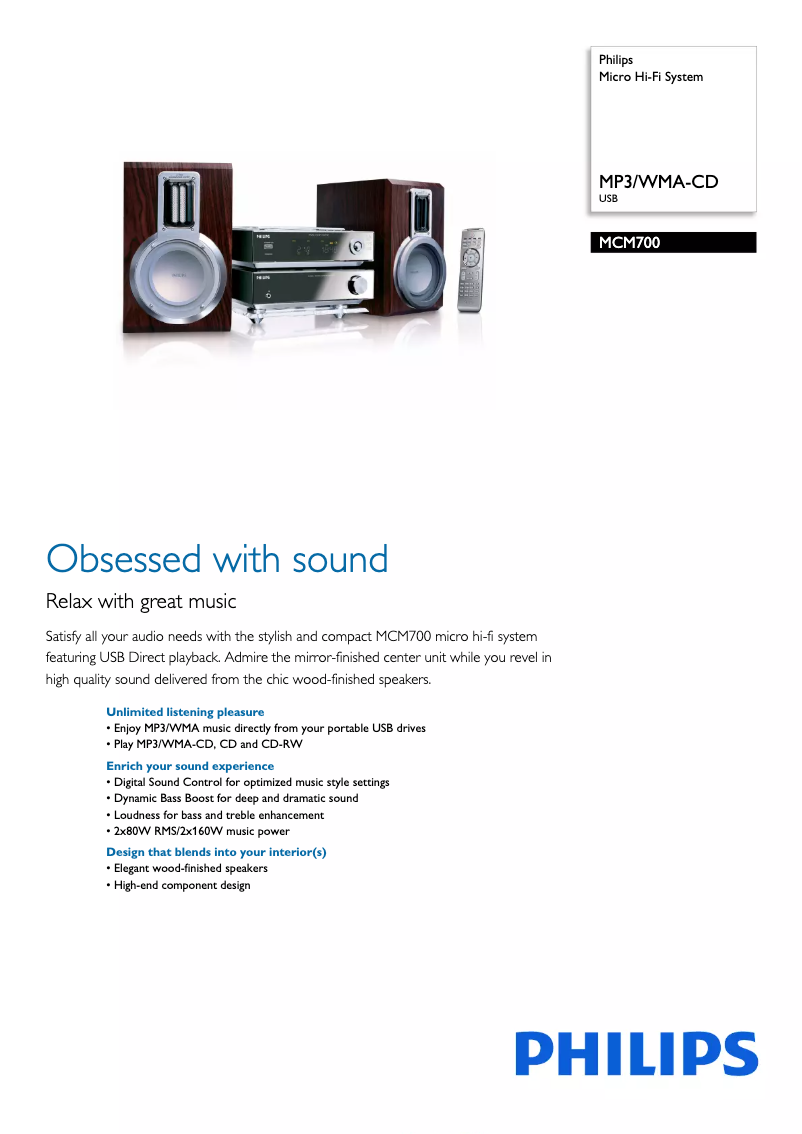 Page n°1 - Brochure Philips MCM700