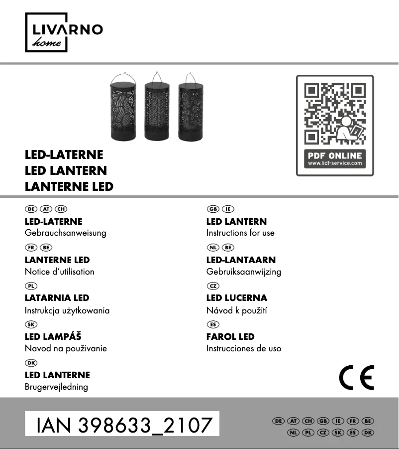 Page 1 de la notice Manuel utilisateur Livarno Lux IAN 398633