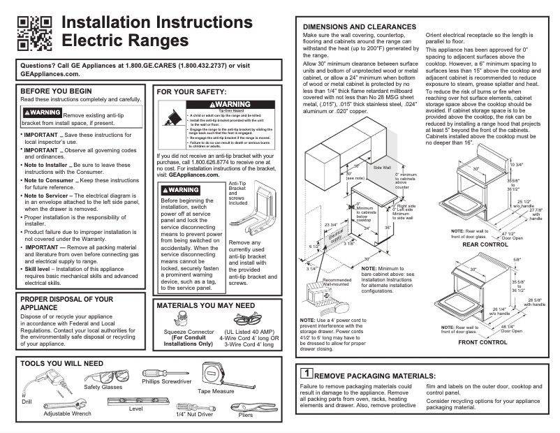 Page 1 of the manual Installation Guide GE GRS600AVFS