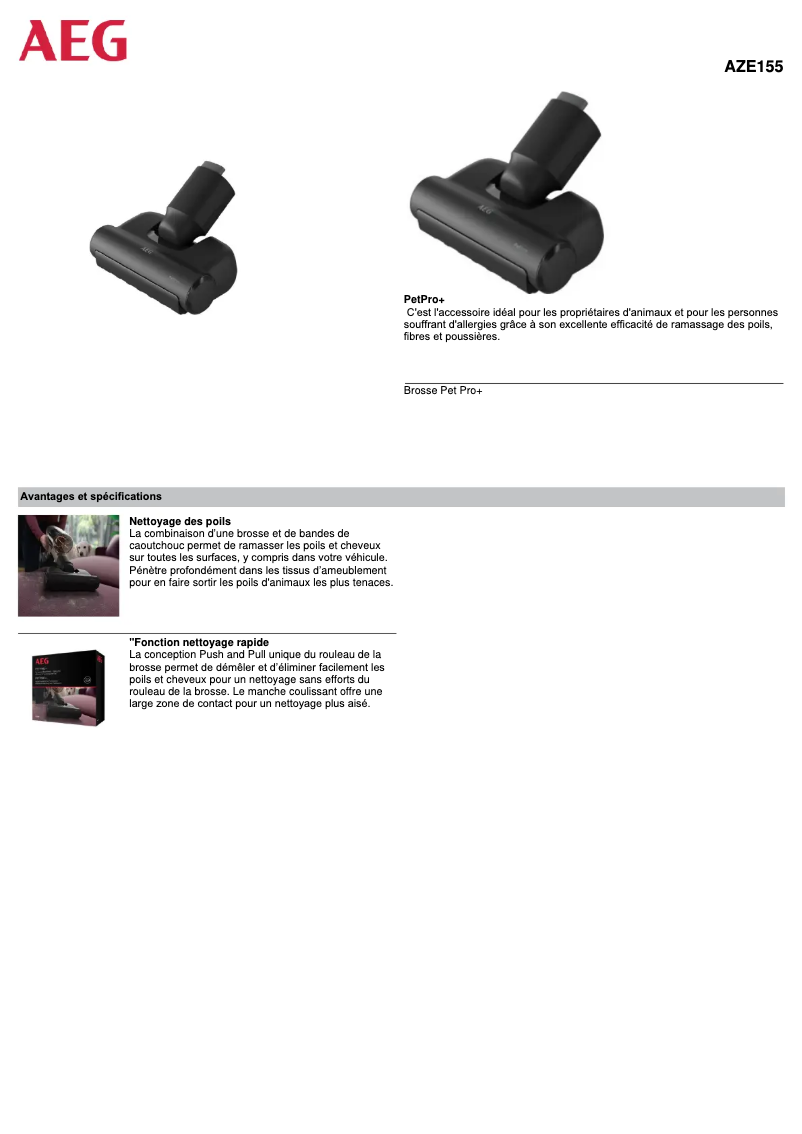 Page n°1 - Manuel utilisateur AEG AZE155