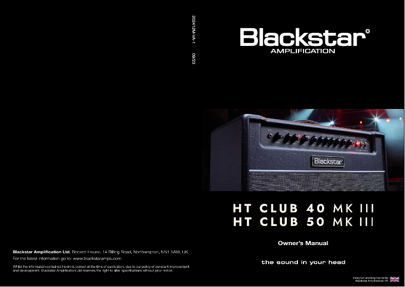 Page n°1 - Manuel utilisateur Blackstar HT Club 50H MkIII