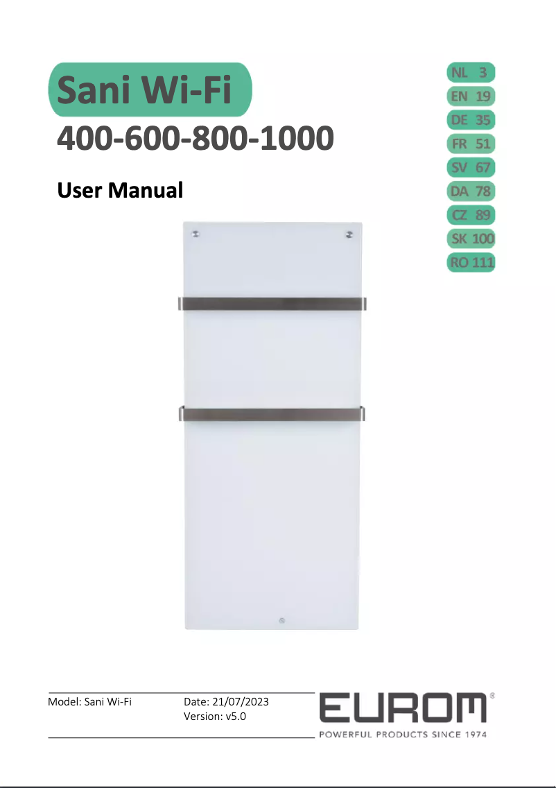 Image de la première page du manuel de l'appareil Sani 1000